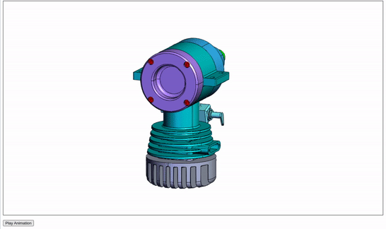 "Animation of all four screws being removed from the microengine cad model"